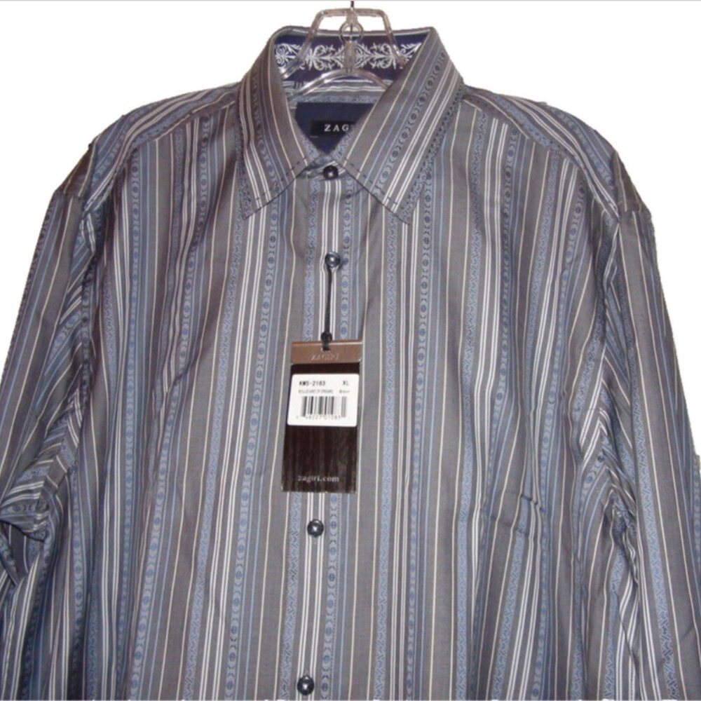 Zagiri Boulevard of Dreams Jacquard Striped Down Sports Shirt